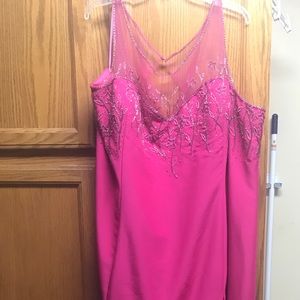 Floor length sleeveless  dress w/slit &beading